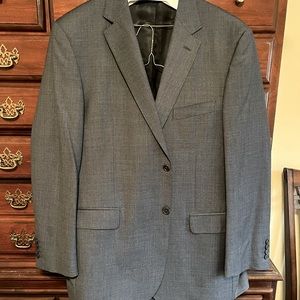 Classic men’s wool suit in grey. Pronto Uomo Jacket size 46 long, pants 41 waist